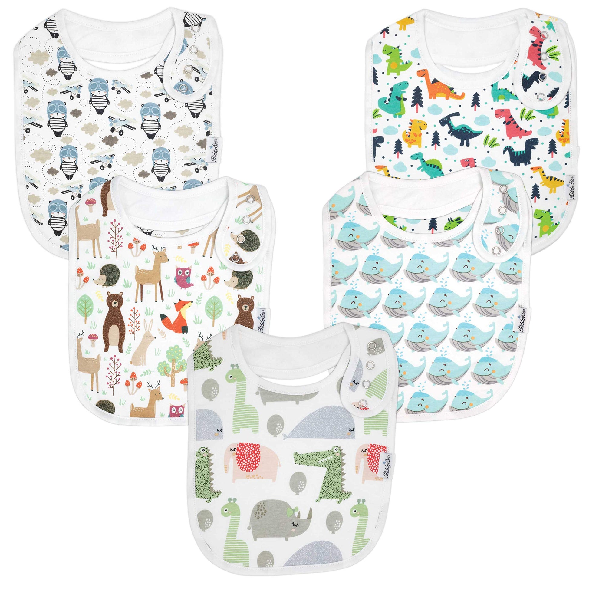 Kiddystar Toddler Bibs 5/8/10 Pack - Organic Cotton, Soft Absorbent Bandana Bibs For Teething, Drooling & Feeding Infants