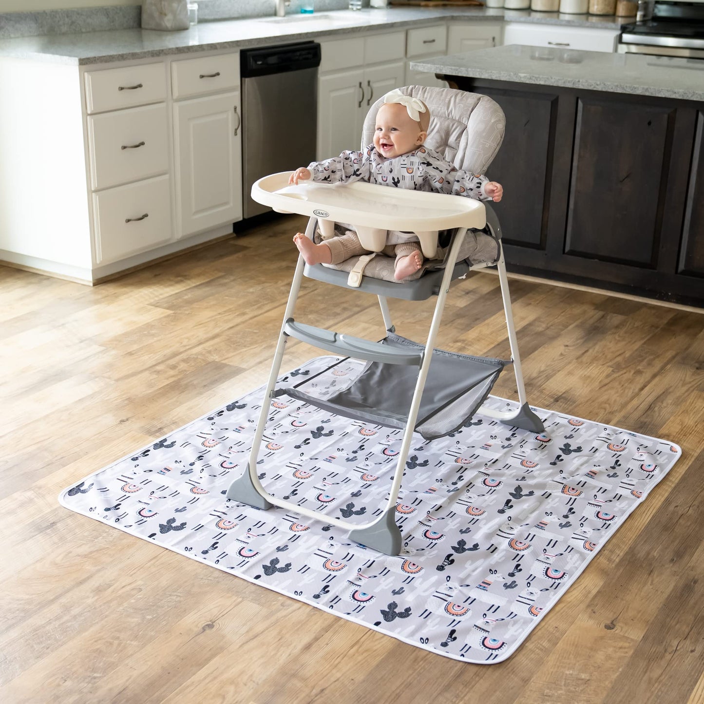Babyboet Splat Mat For Baby - Under High Chair Floor Mat Protects Wood, Vinyl And Carpet From Spills - Waterproof 4 Layer Baby M