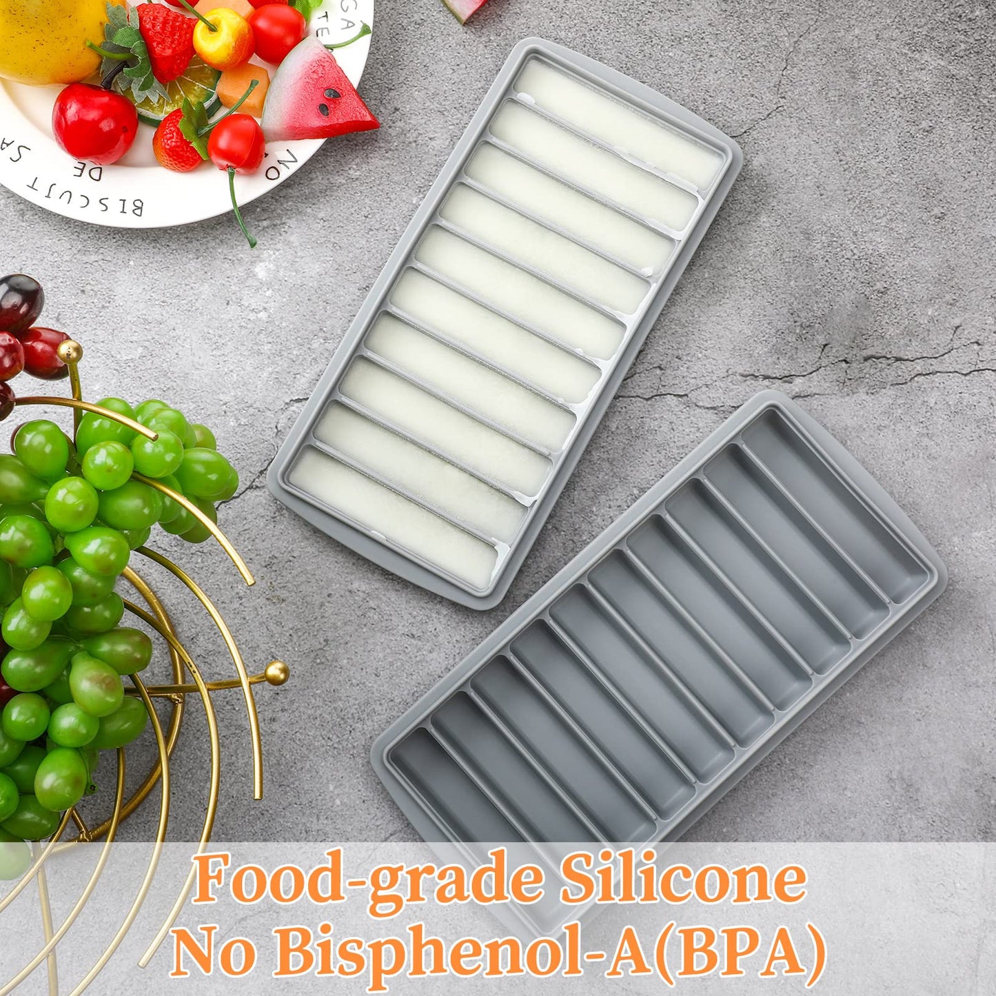 2 Pieces Breastmilk Storage Container Baby Food Milk Silicone Freezer Trays With Lid Breastmilk Freezer Tray Organizer Ice Trays