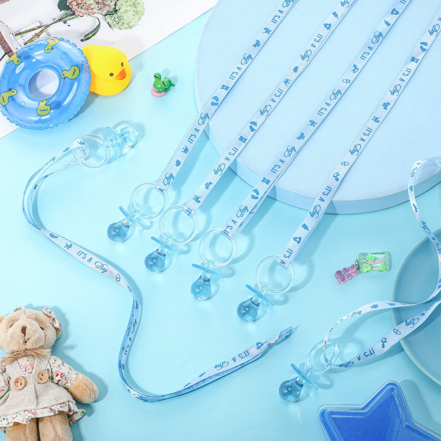 Coume 60 Pieces Baby Shower Pacifiers Necklace Acrylic Pacifiers Necklace Charm Party Favors For Girls Boys Baby Shower Party De