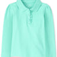 The Children'S Place Baby Girls And Toddler Girls Long Sleeve Ruffle Pique Polo, Seafrost, 2T
