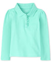 The Children'S Place Baby Girls And Toddler Girls Long Sleeve Ruffle Pique Polo, Seafrost, 2T