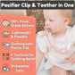 Silicone Pacifier Clip For Babies | 4 Pain Relief Textures, One-Piece Design | 100% Food-Grade, Flexible Binky Clips For Boys &