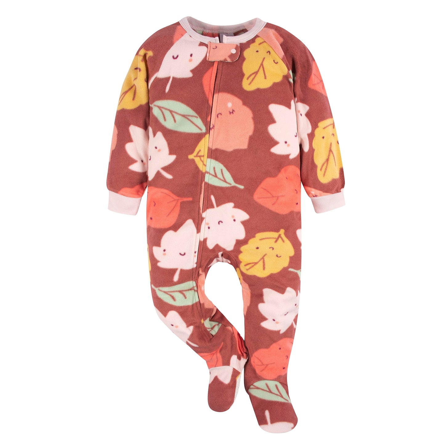 Gerber Toddler Baby Girls Flame Resistant Fleece Footed Pajamas 2-Pack, Pink Leaves, 4T