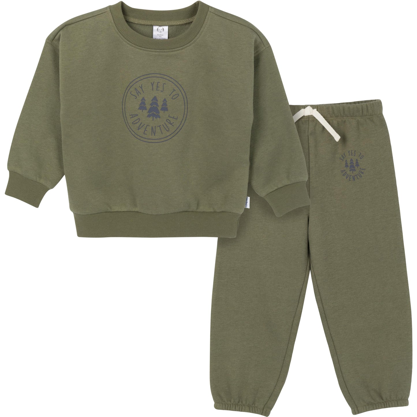 Gerber Baby Boys Toddler 2-Piece Fleece Sweatshirt And Jogger Set, Olive, 4T