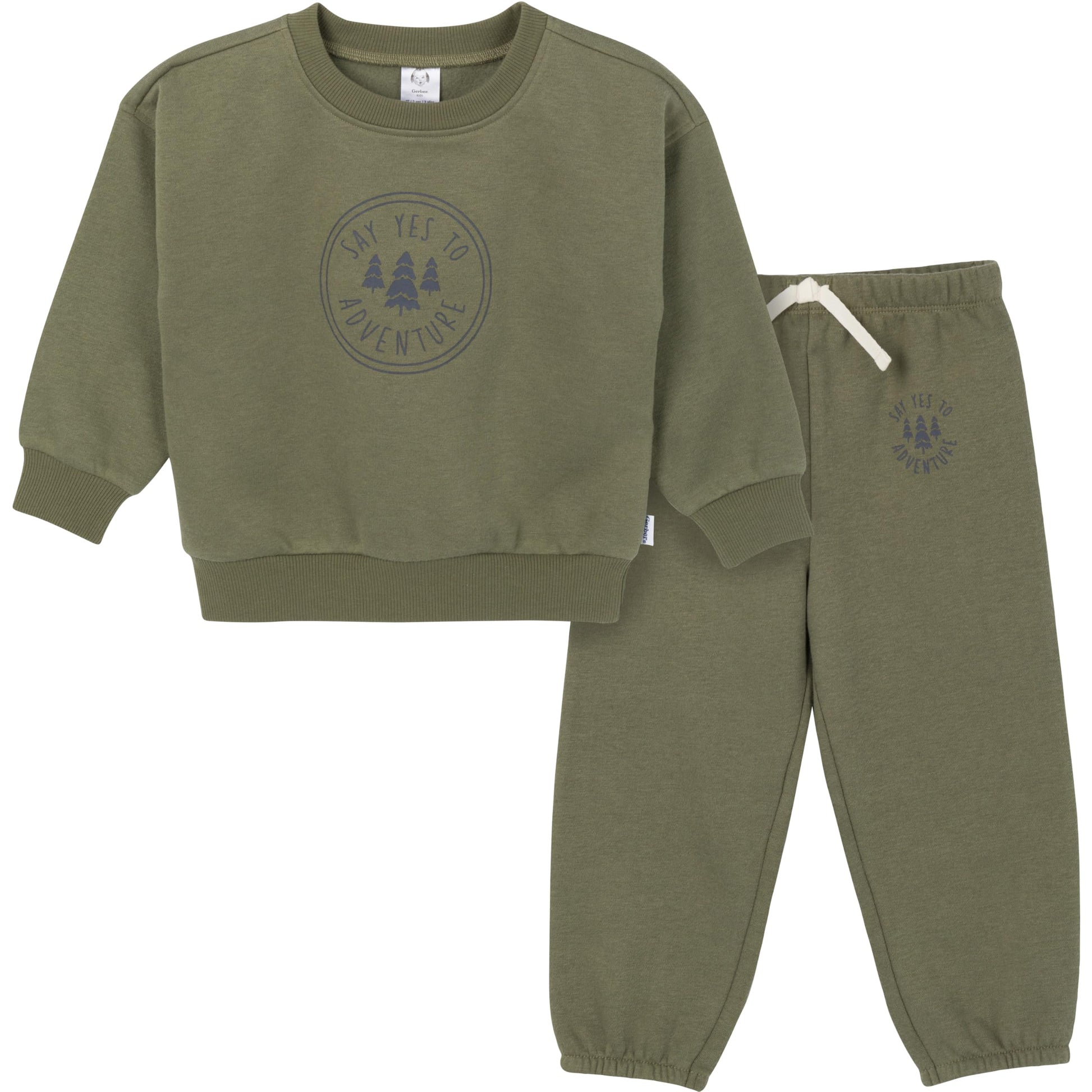 Gerber Baby Boys Toddler 2-Piece Fleece Sweatshirt And Jogger Set, Olive, 4T