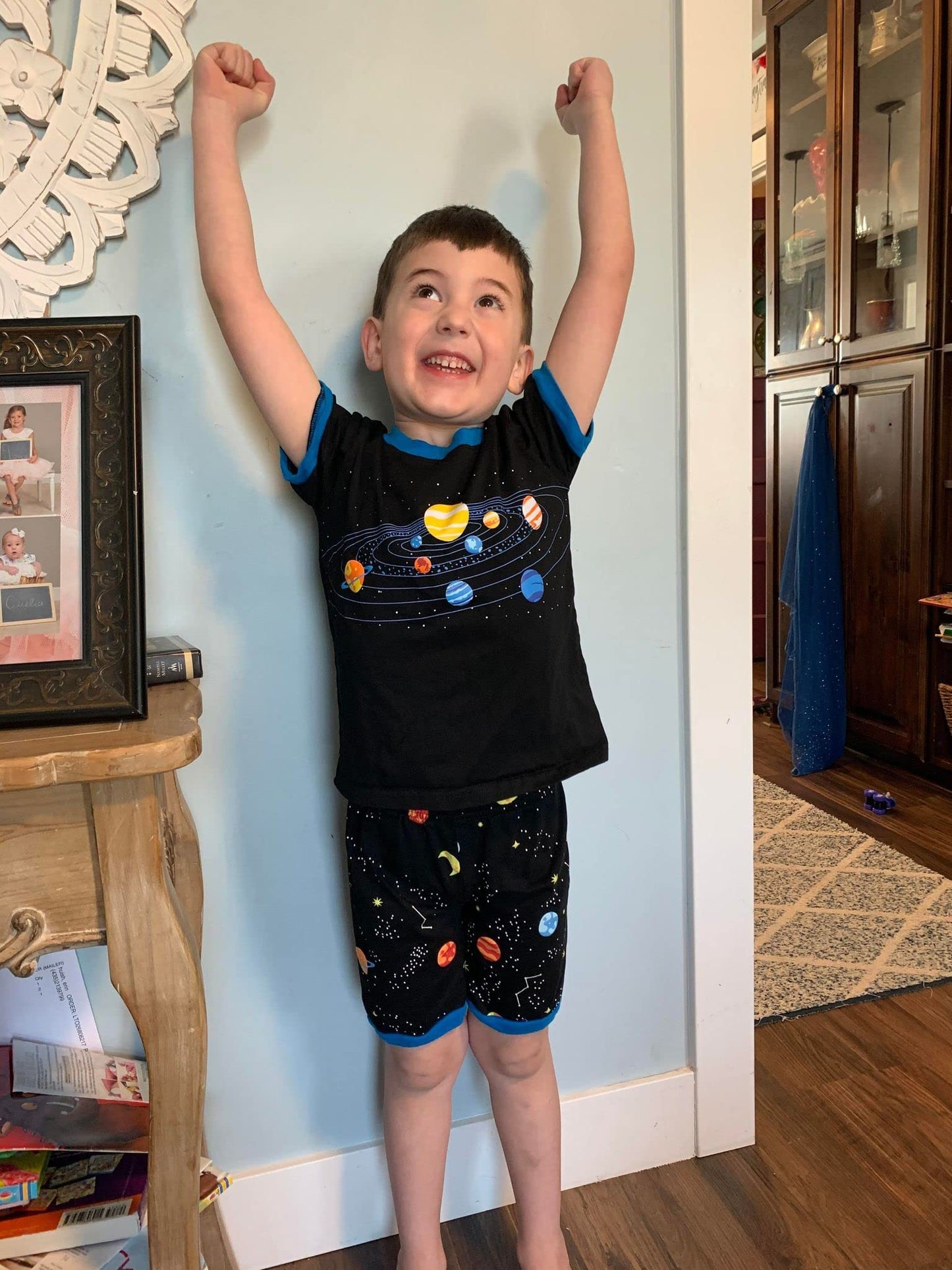 Little Boys Short Set Pajamas For Boys 100% Cotton Toddler Planet Sleepwear Summer Clothes Size 2-7T(Planet-79 5T)