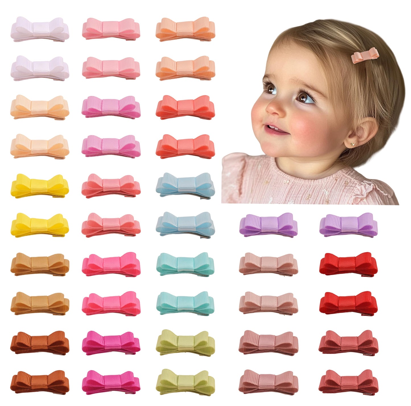 Ruyaa Tiny Small Hair Bows Snap Clips Baby Girls Fine Hair Baby Barrettes First Hair Bows For Newborn Infant Baby Hair Clips Fri