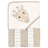 Hudson Baby Unisex Baby Hooded Towel And Five Washcloths, Modern Giraffe, One Size
