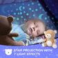 Teddy Bear Baby Soother - Sleep Soothing White Noise, Portable Night Light Projector and Melodies, Toddler Crib Lullaby Machine