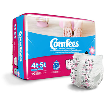 Comfees Girl Training Pants, Size 4T-5T, White, 114 Count