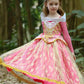 Aoiviss Girls Princess Costume Dresses Pink Princess Dress Up Clothes With Accessories For Halloween Cosplay Carnival Party