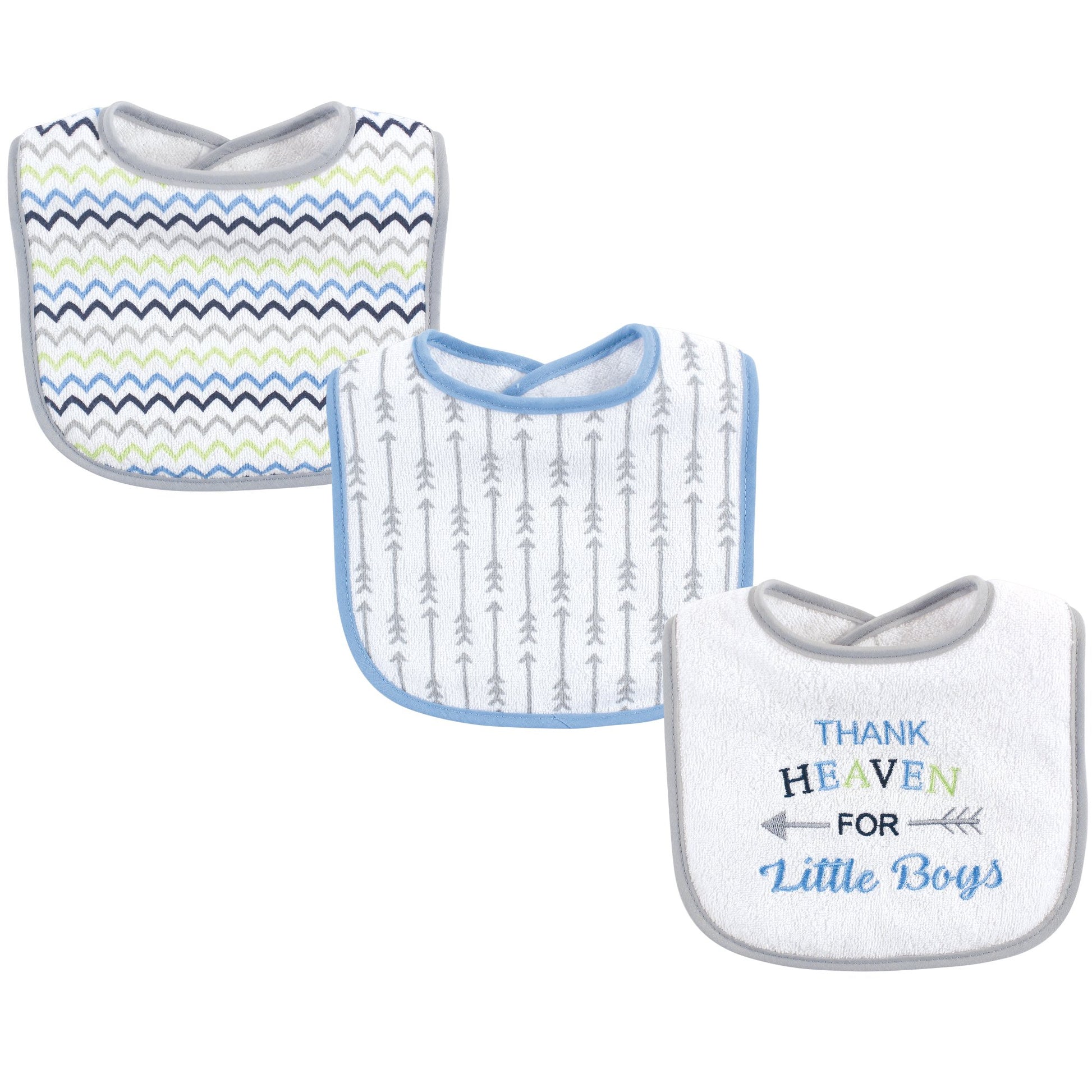Luvable Friends Unisex Baby Cotton Drooler Bibs With Fiber Filling, Boy Thank Heaven, One Size