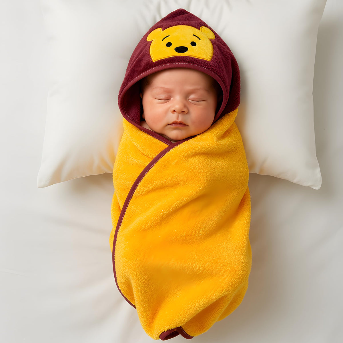 Milkymoon kids Baby Hooded Fleece Towel 76 x 76 cm, Bear, Orange