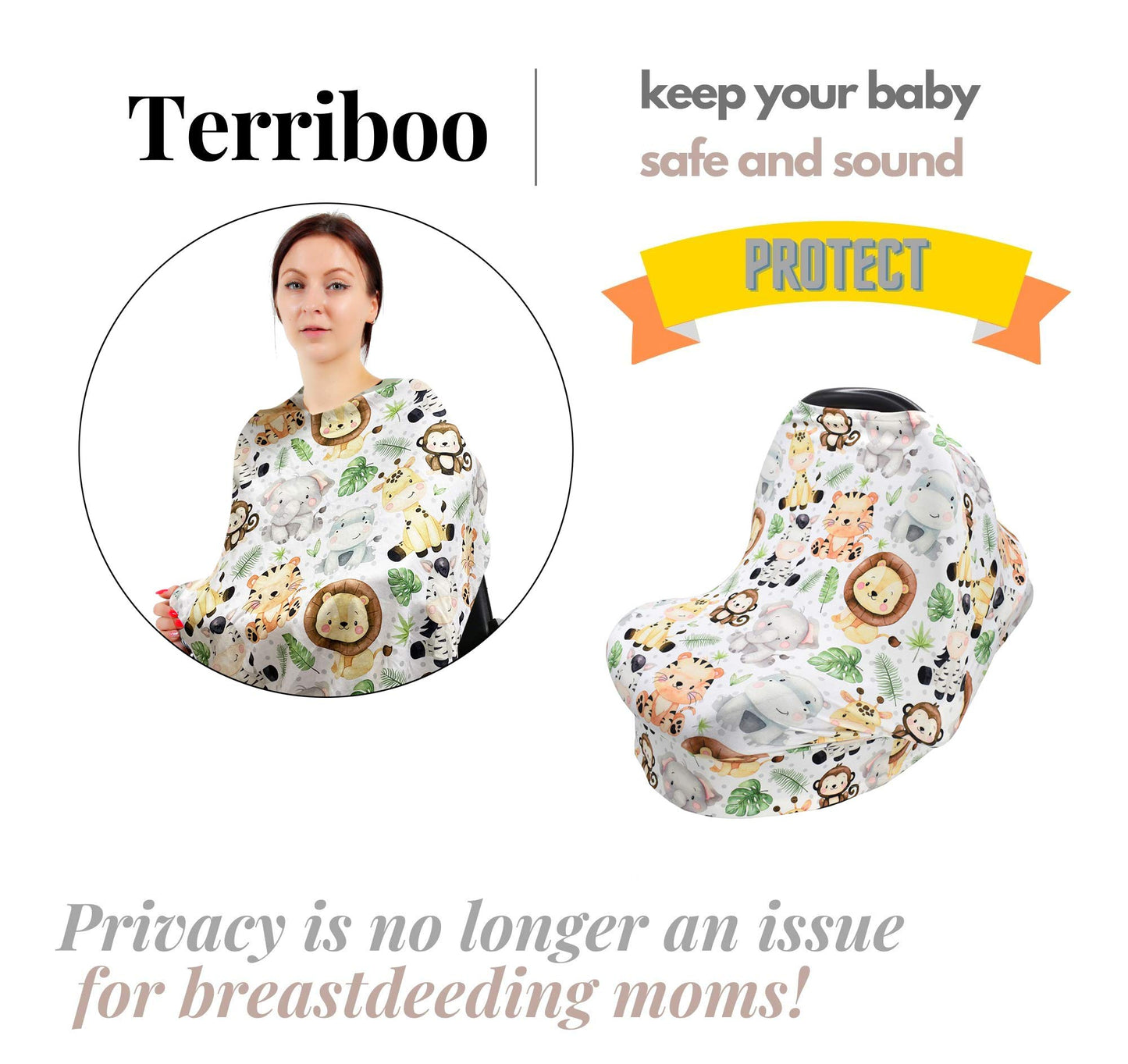 Terriboo Nursing Cover For Newborn Breastfeeding Multi Use Infant Stroller Canopy Unisex Baby Car Seat Cover High Chair Cover Sh