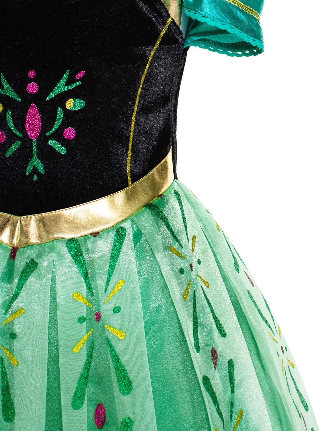 Party Chili Princess Costumes Birthday Party Fancy Dress Up For Little Girls With Wig,Crown,Mace,Gloves 5-6 Years (130)