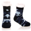 Kids Boys Girls Fuzzy Slipper Socks Soft Warm Thick Fleece Lined Christmas Stockings For Child Toddler Winter Home Socks (Dark B