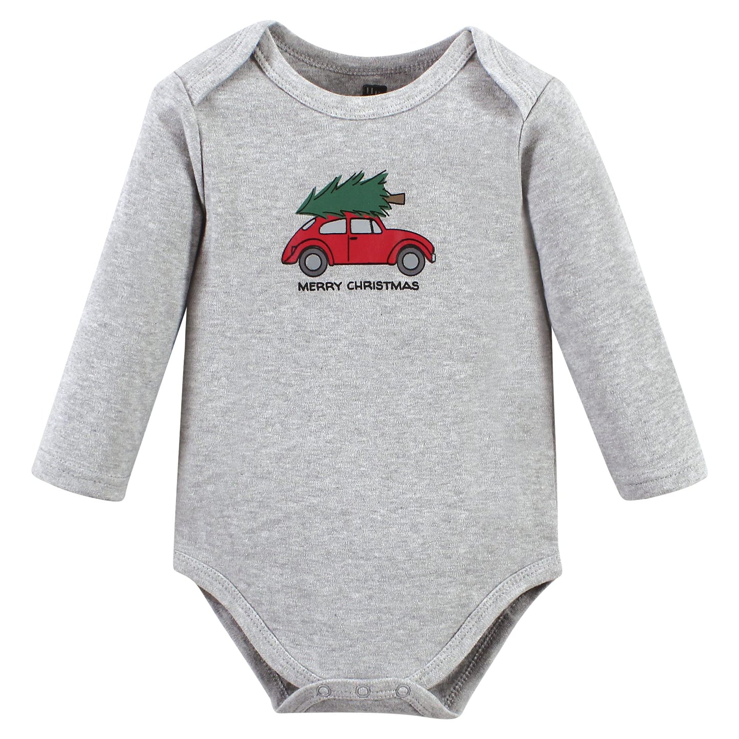 Hudson Baby Unisex Baby Cotton Long-Sleeve Bodysuits, Christmas Scene, 6-9 Months