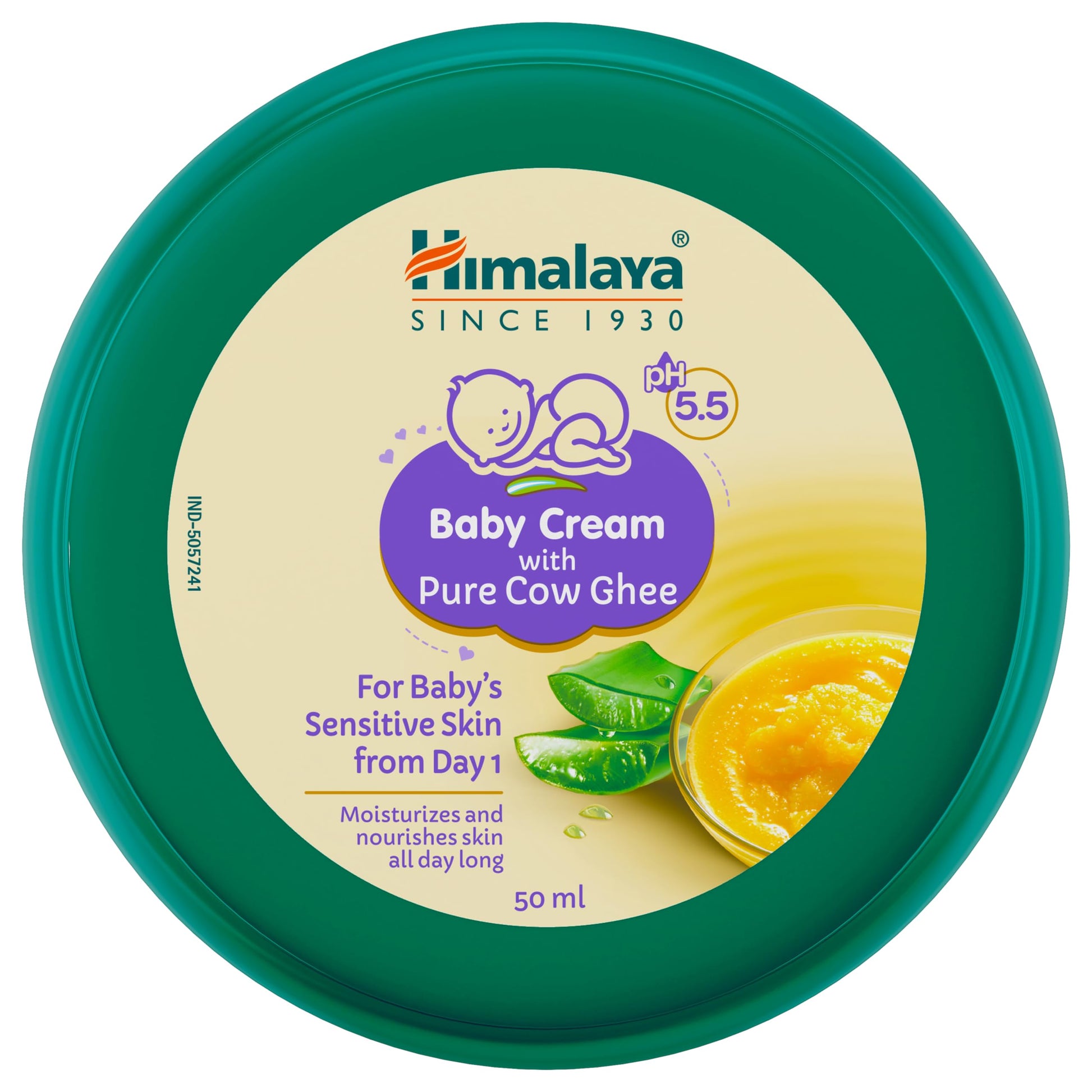 Himalaya Baby Cream With Pure Cow Ghee & Ph5.5 (50Ml)| Moisturizes & Nourishes Skin All Day Long | For Dry And Sensitive Skin