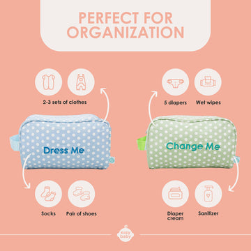 Easy Baby - Diaper, Bottle, And Supplies - Organizer Pouches - Change, Feed, And Dress Me (4 Pack Laguna) | Organizing Packing T