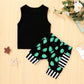 Younger Tree Toddler Baby Boy Summer Clothes Beaches Love Me Sleeveless Vest Tops+Shorts Kid Casual Outfits (Black, 18-24 Months