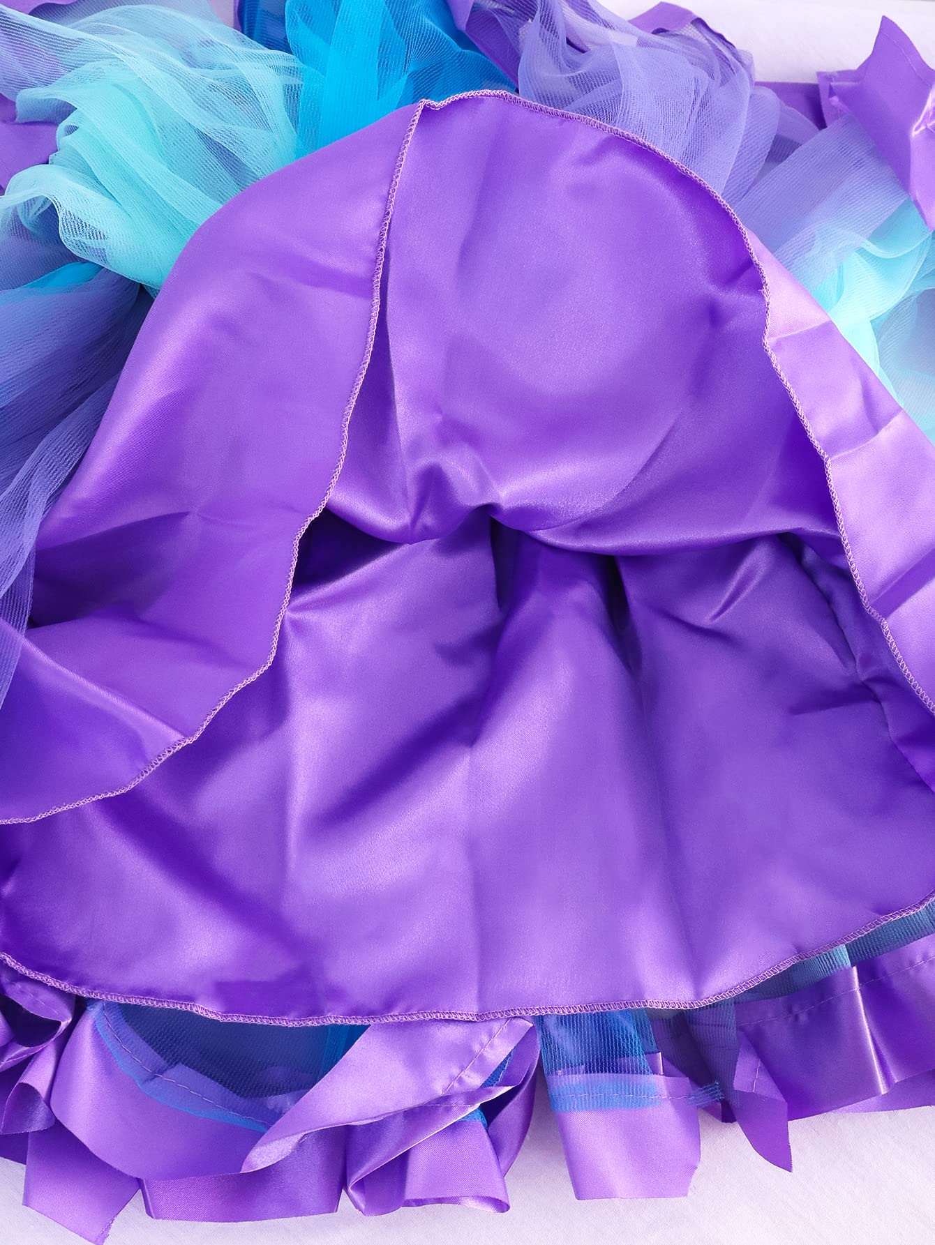 Doctor Unicorn Girls Mermaid Costume Layered Tutu Skirt Dress With Mermaid Tshirt, Headband & Satin Sash Mermaid, 3-4 Years