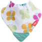 Nuby Reversible 2 Piece Teething Bib, Pink Flower, Aqua Butterfly, 3 Mo +