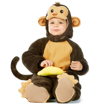 Spooktacular Creations Halloween Toddler Monkey Costume Set with Toy Banana for Infant, Kids, Baby Halloween Dress Up, Safari Th