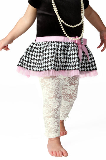 Baby Emporio-Baby & Toddler Girl Lace Leggings-Satin Bows-Gift Bag-12-24M Cream