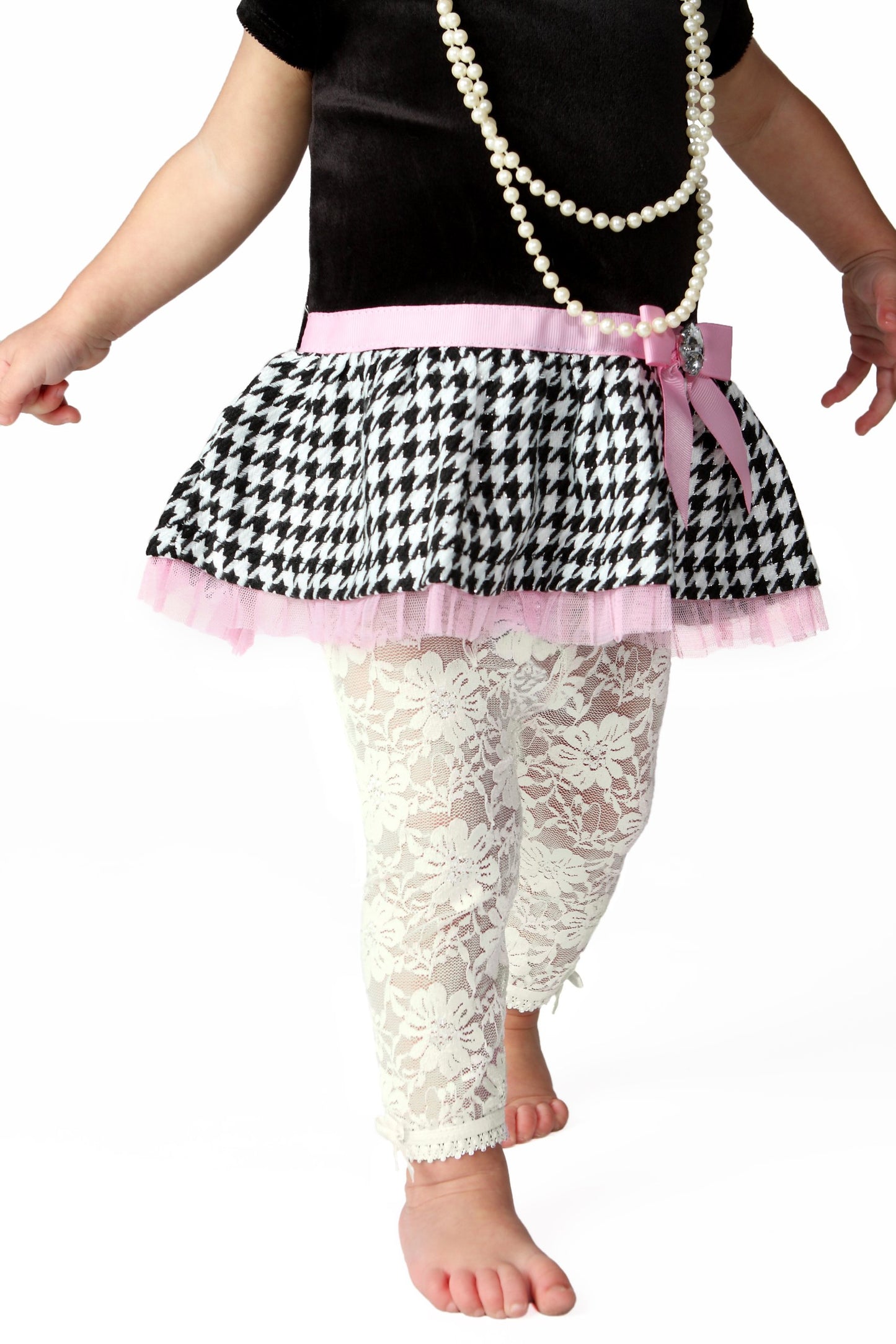 Baby Infant & Toddler Girl-Soft Lace Leggings-Capris-Satin Bows-Comfort Waist (2-4 Years, Cream)