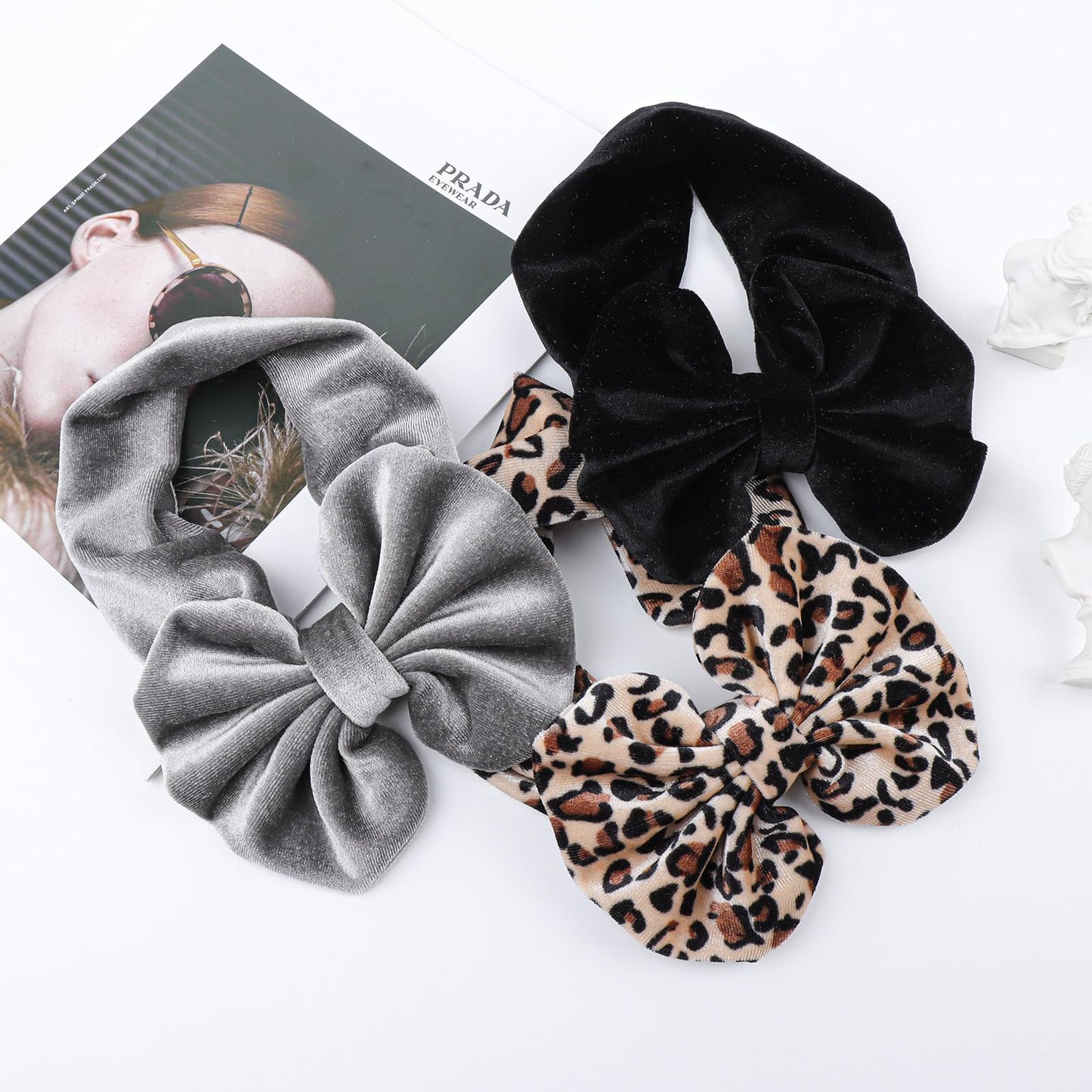 Yanjie Leopard Baby Girl Hair Bow Headbands Soft Velvet Baby Bows Newborn Handmade Hair Hairbands Accessories Wide Headwraps For
