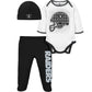 Gerber Nfl Oakland Raiders 3 Pack Bodysuit Footed Pant And Cap Registry Gift Set For Unisex Babies, Black/White Oakland Raiders,