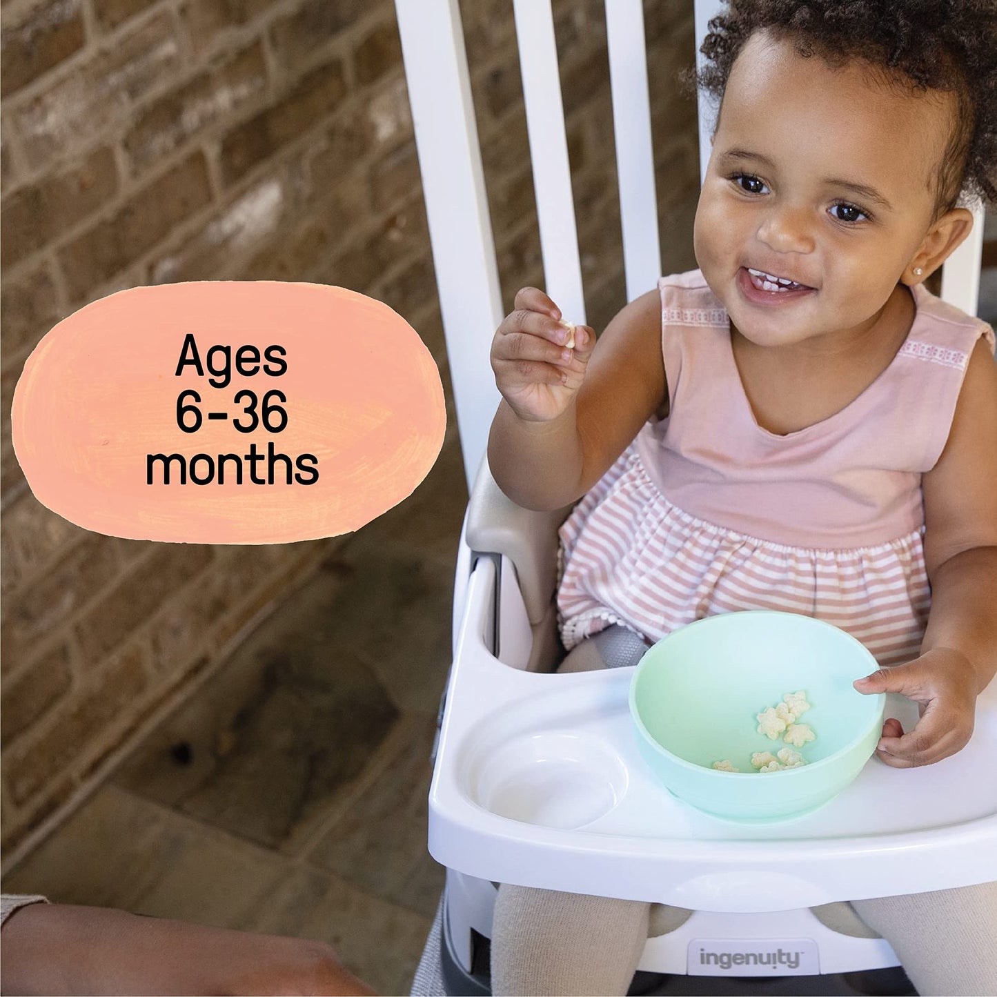 Ingenuity Baby Base 2-in-1 Booster Feeding and Floor Seat with Self-Storing Tray - Cashmere