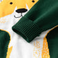 Huaer& Baby Boys Girls Knit Sweater Round Neck Long Sleeve Unisex Cotton Cartoon Animal Pullover Sweatshirt(5T Green Fox)