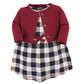 Touched By Nature Baby Girls Organic Cotton And Cardigan Dress, Black Plaid, 3-6 Months Us