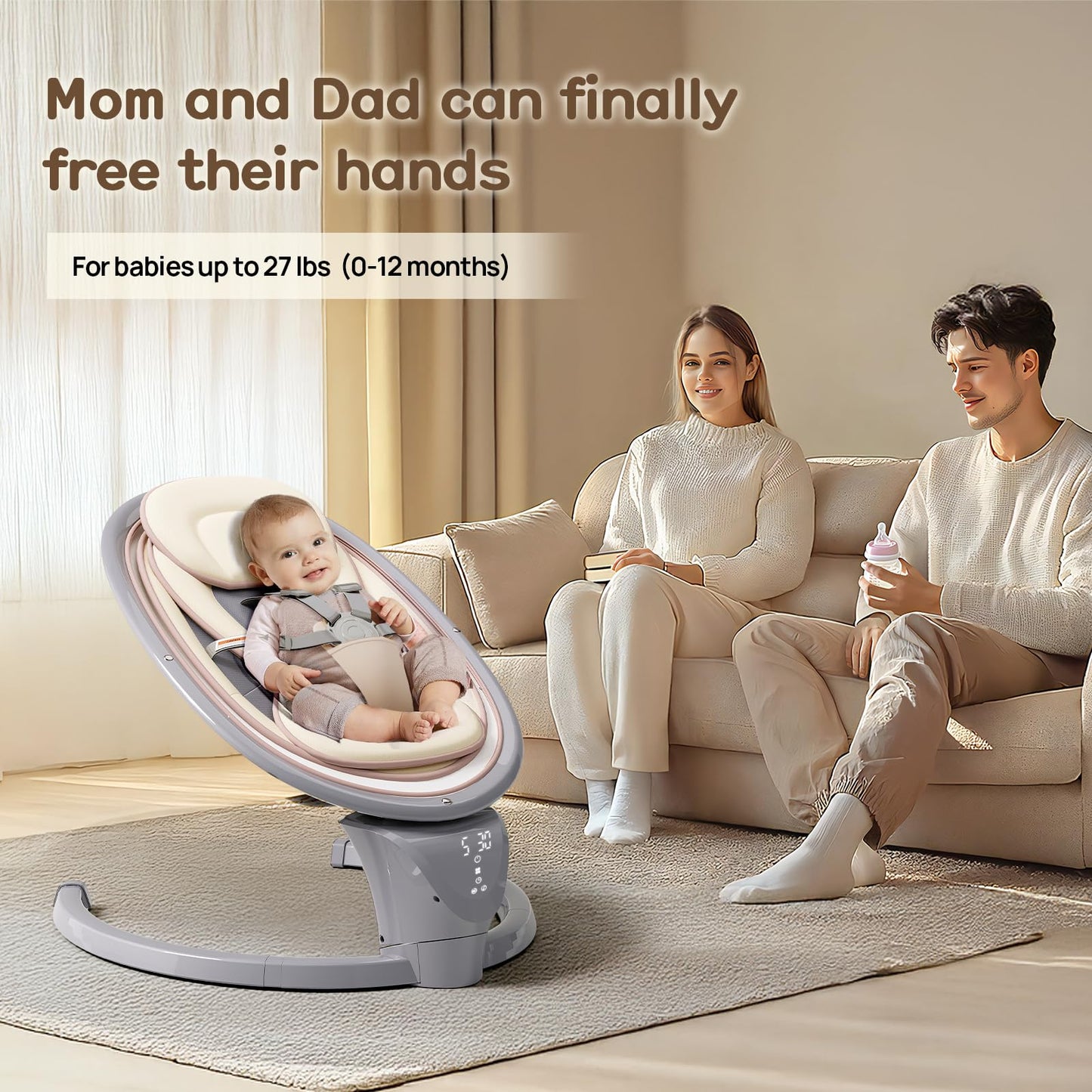 Baby Swings For Infants To Toddler, Portable Baby Swing For Indoor And Outdoor, Infant Swing For Newborn With Remote Control, 5