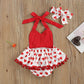 Xiaodriceee Newborn Baby Girl Valentine'S Day Outfit Flutter Sleeve Heart Print Tutu Romper Dress Headband 2Pcs Clothes Set (Red