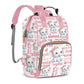 Perarts Large Capacity Custom Diaper Bag for Baby Girls with Name, Pink Elephant Multifunctional Mom Personalized Diaper Bag Bac