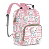 Perarts Large Capacity Custom Diaper Bag for Baby Girls with Name, Pink Elephant Multifunctional Mom Personalized Diaper Bag Bac
