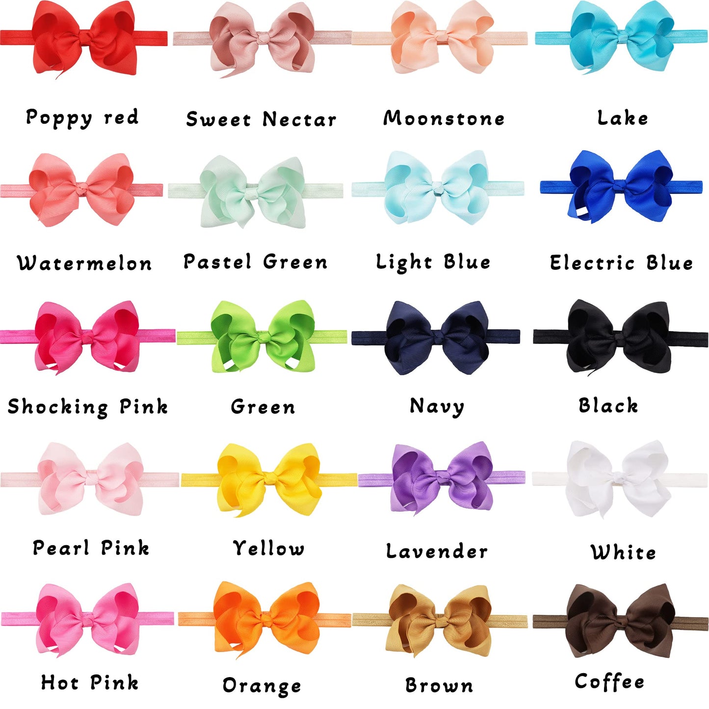 C  Llot Baby Girls Headbands Grosgrain Ribbon 4.5' Hair Bows Headband Big Bow Hair Bands For Toddler Pack Of 20