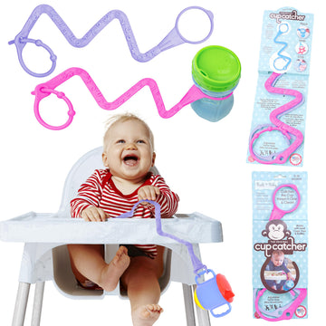 Brilli Baby Cup Catcher Patented Safety Tether Strap, Attach Sippy Cups, Bottles, Pacifiers & More to Stroller, High Chair, Car 