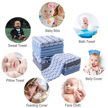 Softan Baby Washcloths, 24Pack Baby Wash Cloths Extra Soft & Ultra Absorbent, Baby Towels And Washcloths Face Towel Unisex For B