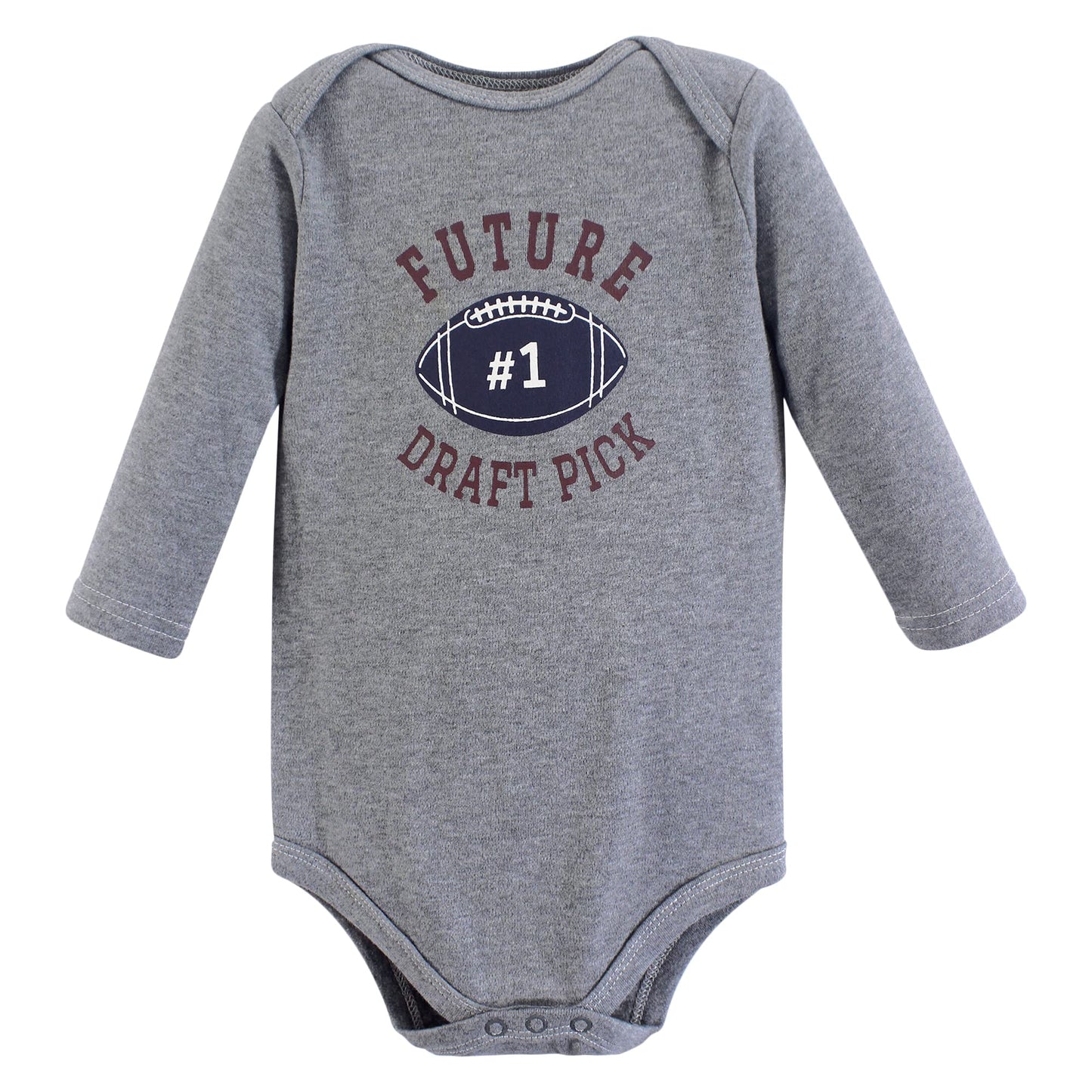 Hudson Baby Unisex Baby Cotton Long-Sleeve Bodysuits, Football, 3-6 Months