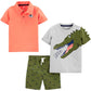 Simple Joys By Carter'S Baby Boys' 3-Piece Playwear Set, Coral Orange Elephant/Green Dinosaur/Grey Alligator, 5T