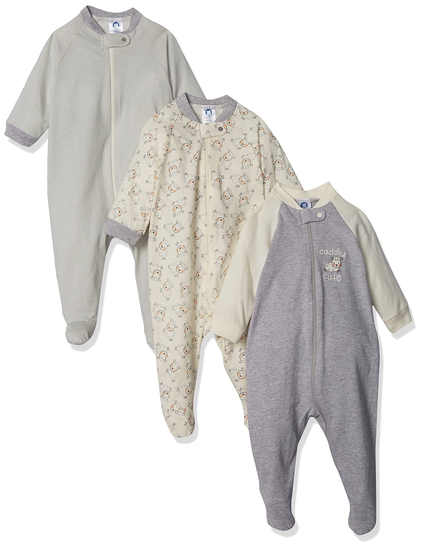 Gerberunisex Baby3-Pack Sleep 'N Playcuddly Sheep3-6 Months