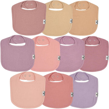 Diapersquad'S 10-Pack Baby Bibs For Drooling And Teething, Bibs For Boys, Baby Girl - Solid Cotton Baby Drool Bibs (Girly Solids