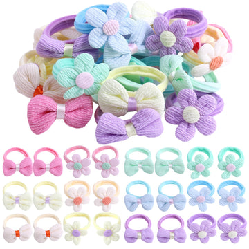 Taangthose 24 Pcs Toddler Hair Ties For Girls, Baby Hair Tie Cute Flower Elastic Scrunchies, Seamless Ponytail Holders, Little G