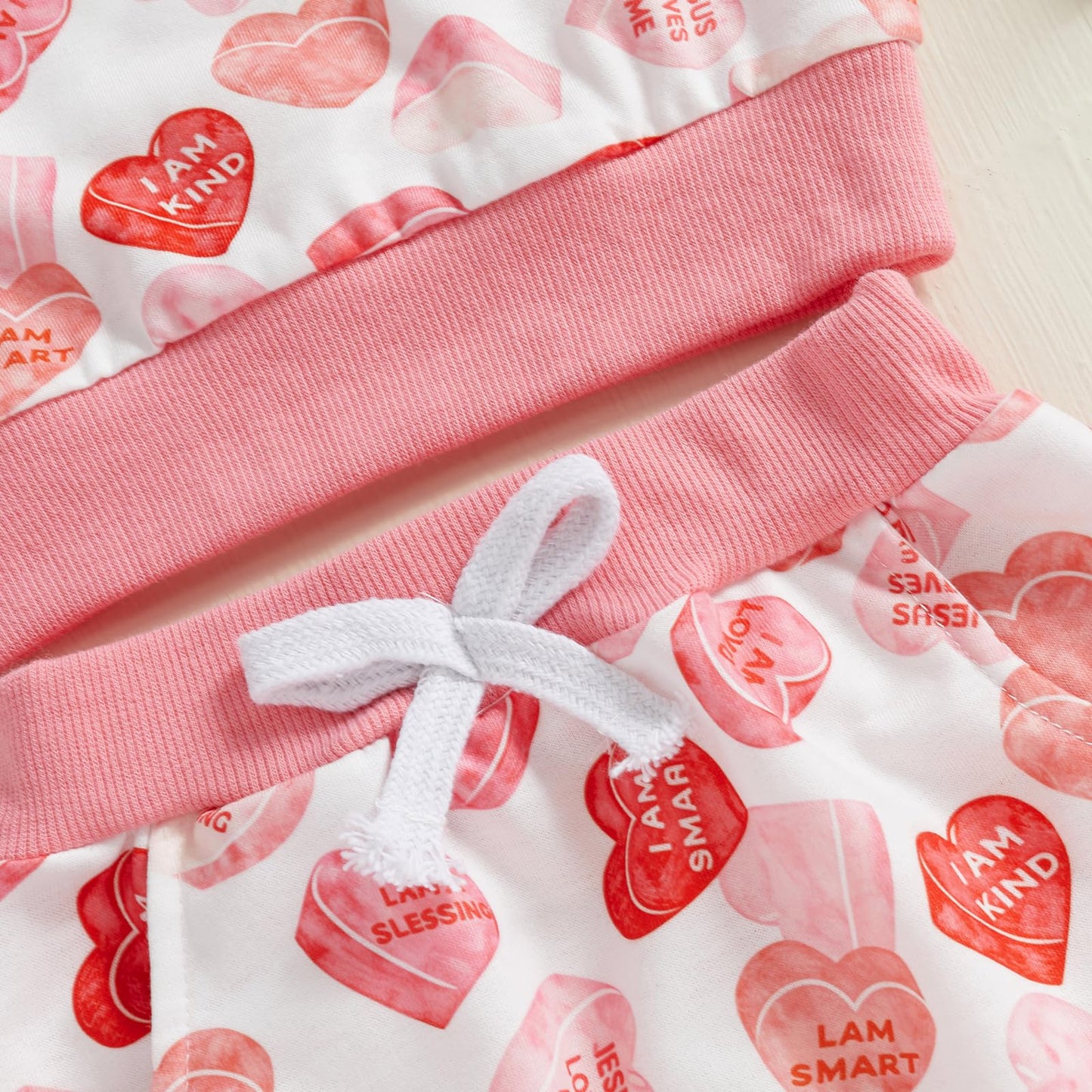 Coorally Toddlers Two-Piece Valentine'S Day Outfits Baby Boy Girl Long-Sleeve Crewneck Printed Sweatshirt And Pants Sets (Pink H