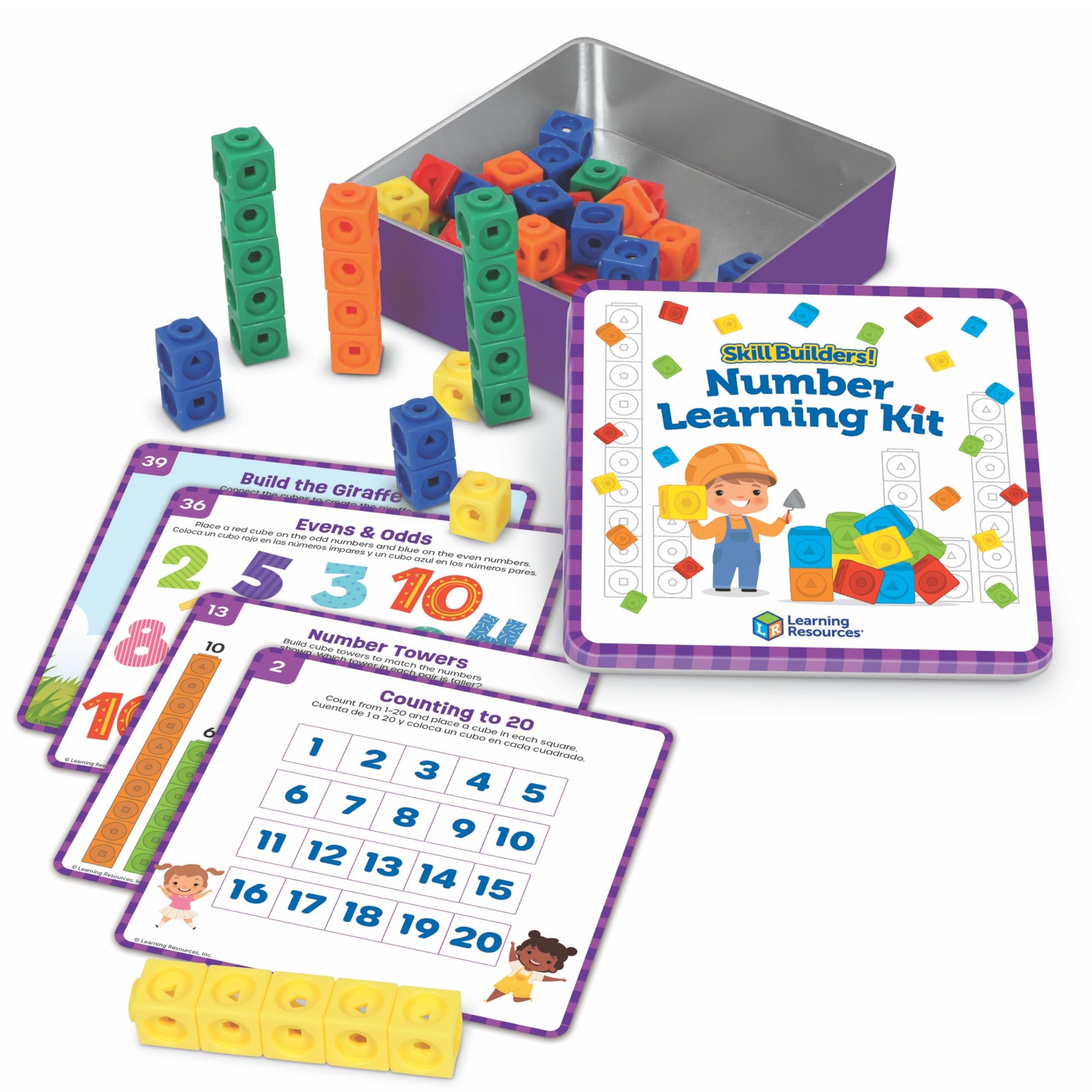 Learning Resources Skillbuilders Numbers Learning Kit - Math Manipulatives, Linking Cubes, Homeschool Supplies, Preschool Classr