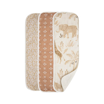 Crane Baby Muslin Baby Burp Cloths, Lightweight Absorbent Burp Cloth, Safari Animal, Set Of 3, 7' X 20', Newborn Baby Essentia